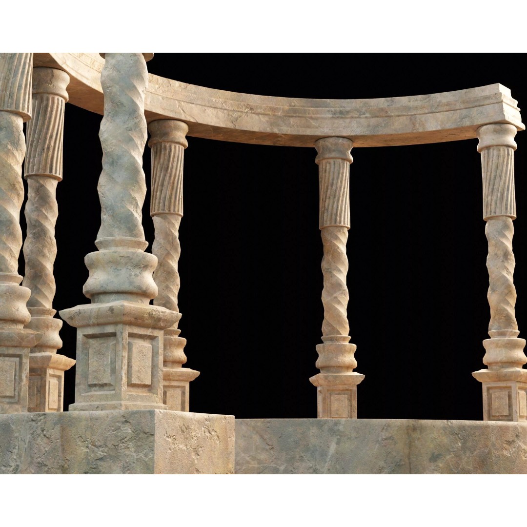 Marble Crescent Pavillon 3D Model – Low Poly Architectural Asset, FBX - View 8