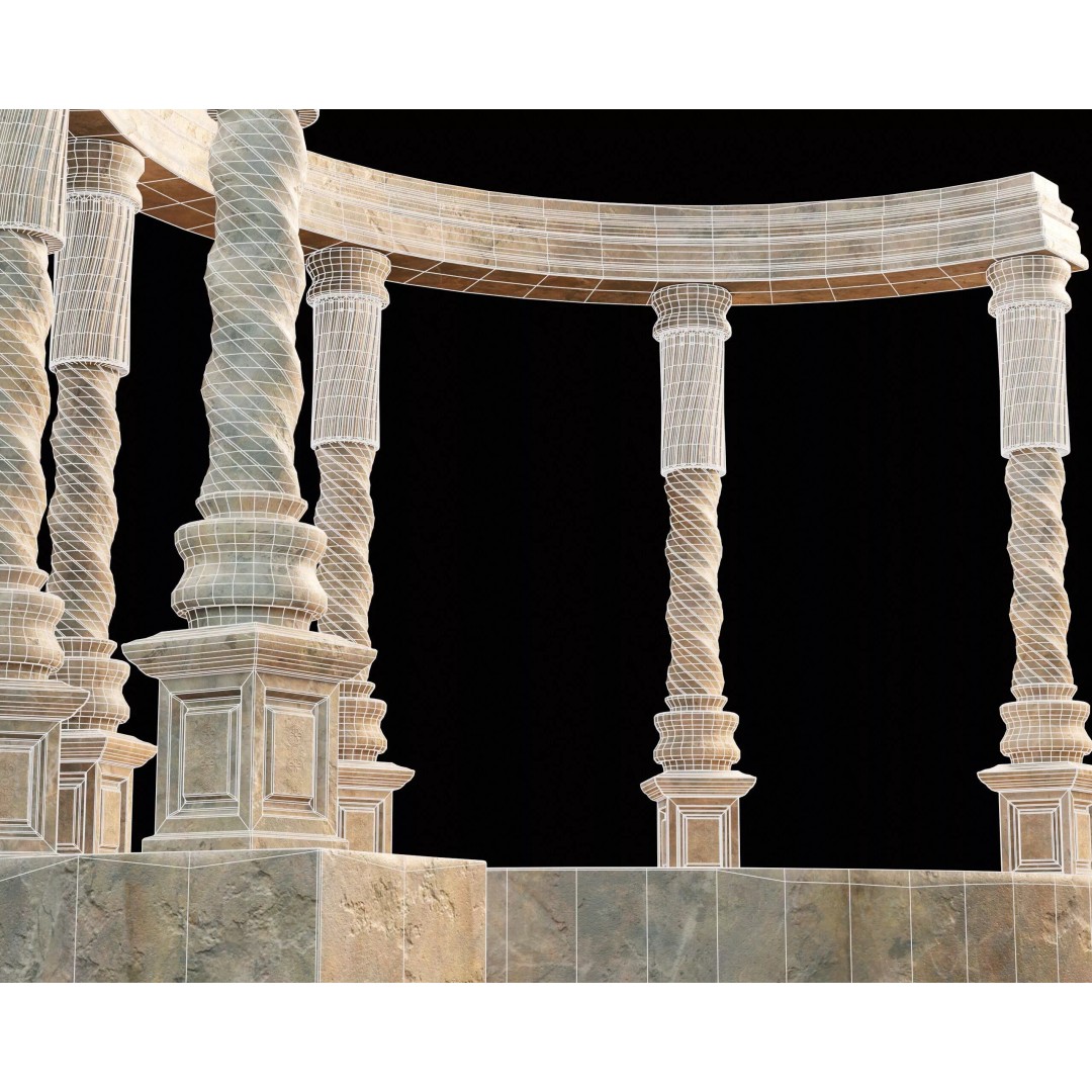 Marble Crescent Pavillon 3D Model – Low Poly Architectural Asset, FBX - View 9