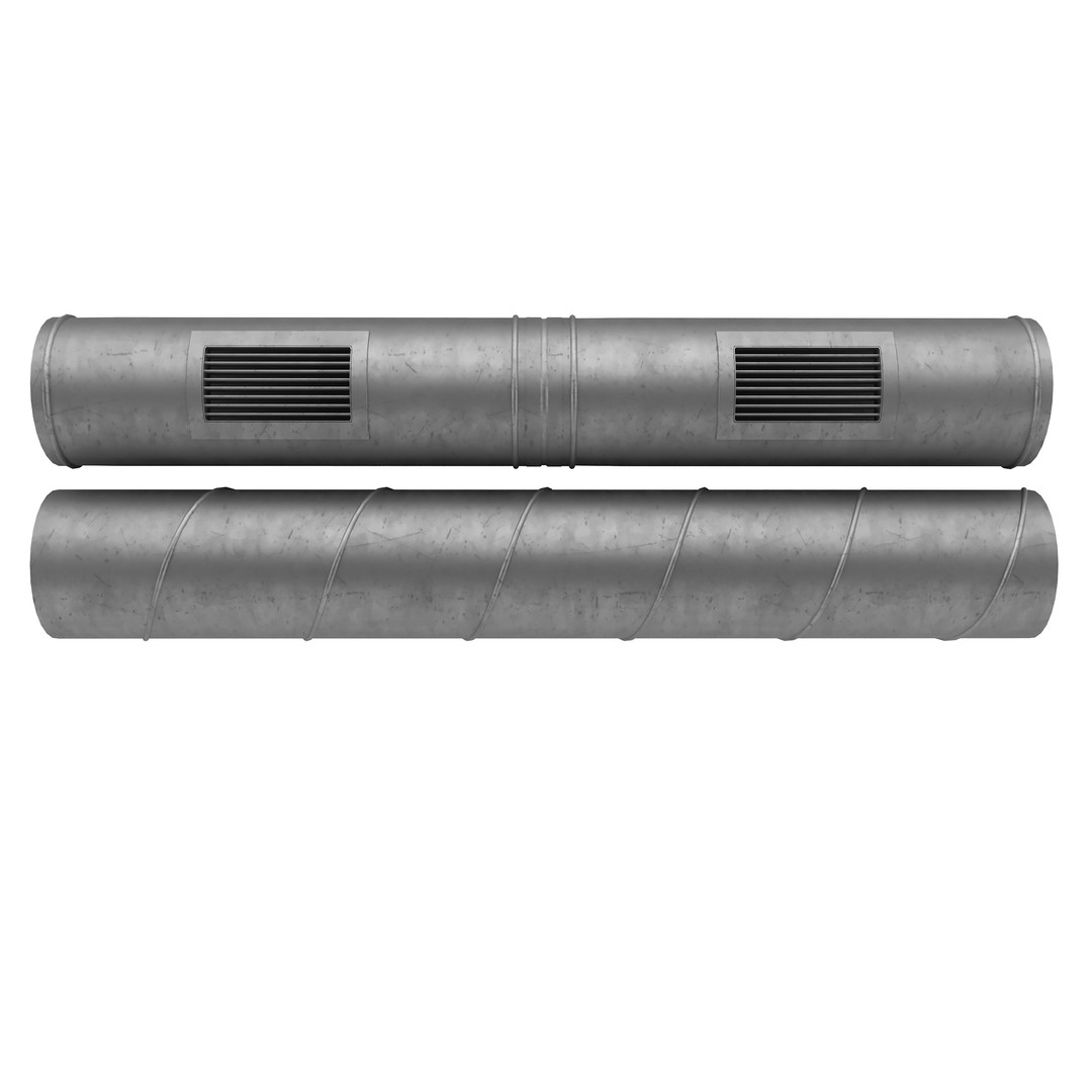 Industrial Ceiling Ventilation System 3D Model – Complete Air Duct Setup, FBX - View 10
