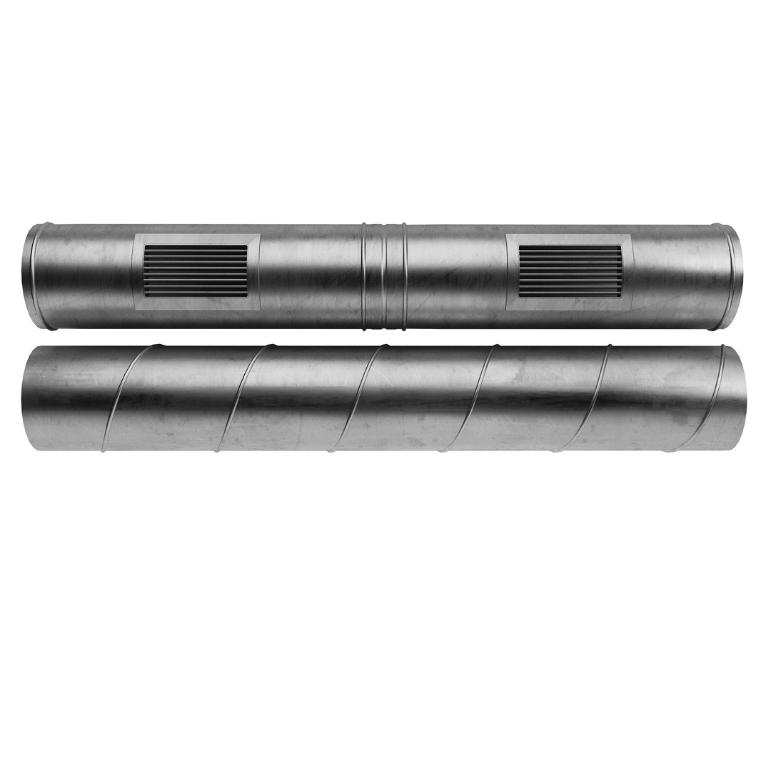 Industrial Ceiling Ventilation System 3D Model – Complete Air Duct Setup, FBX - View 9