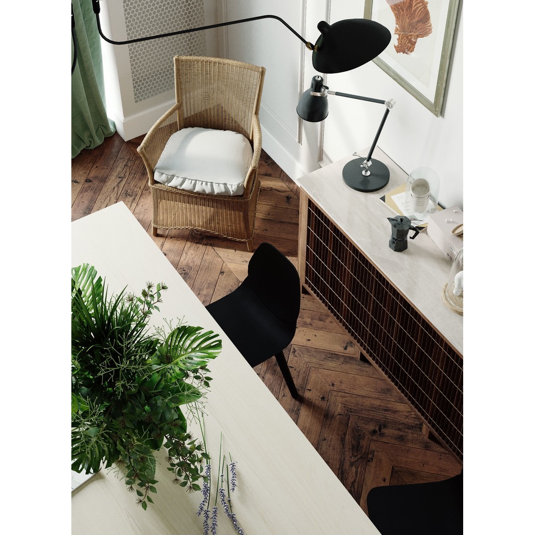 Scandinavian Living Room 3D Model – Fully Textured Interior Scene, Corona - View 9