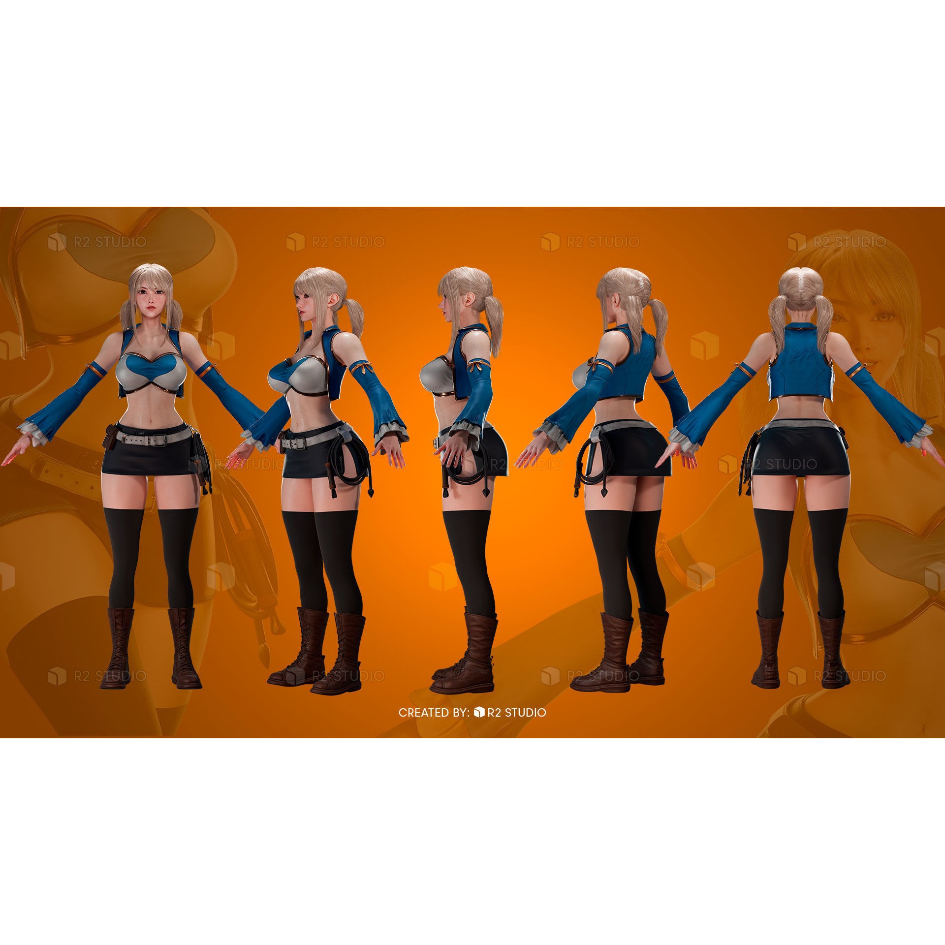Lucy Heartfilia - Low-Poly Game-Ready 3D Model - View 9