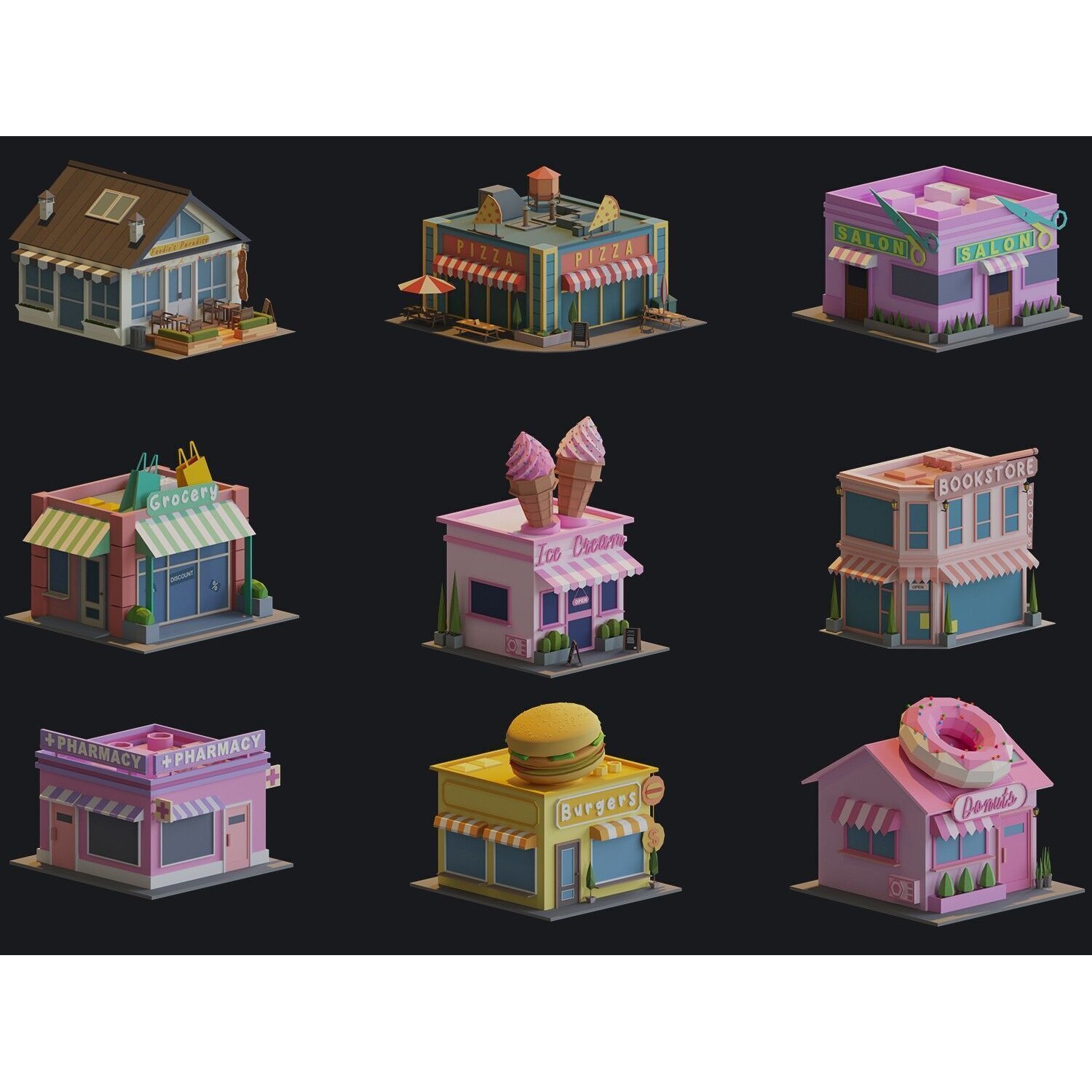 Ultimate City Builder Pack - Low-Poly Game-Ready 3D Model - View 9