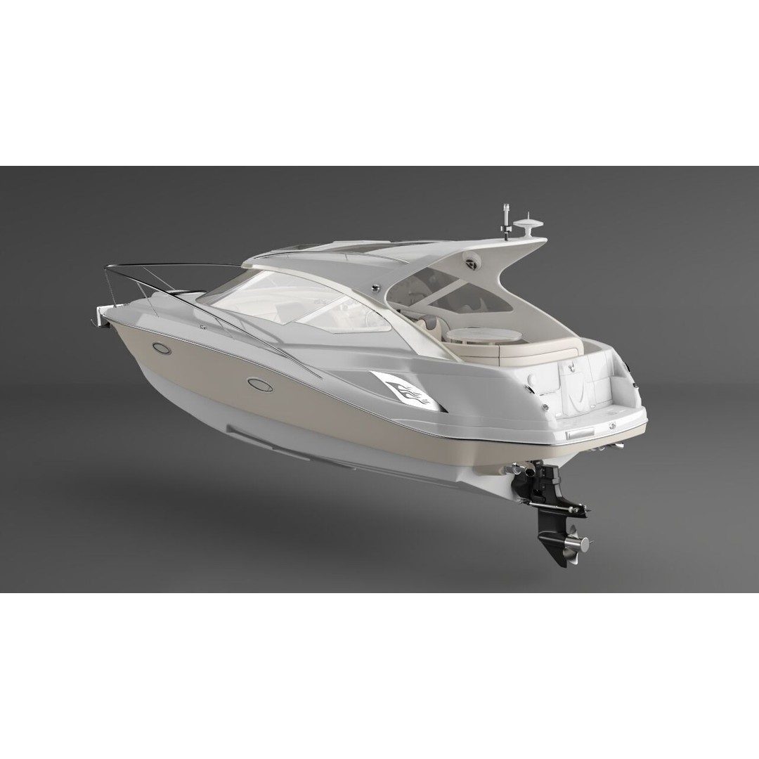 Seaboat 24ft Hardtop 3D Model – Classic Boat Scene, Corona Renderer - View 3