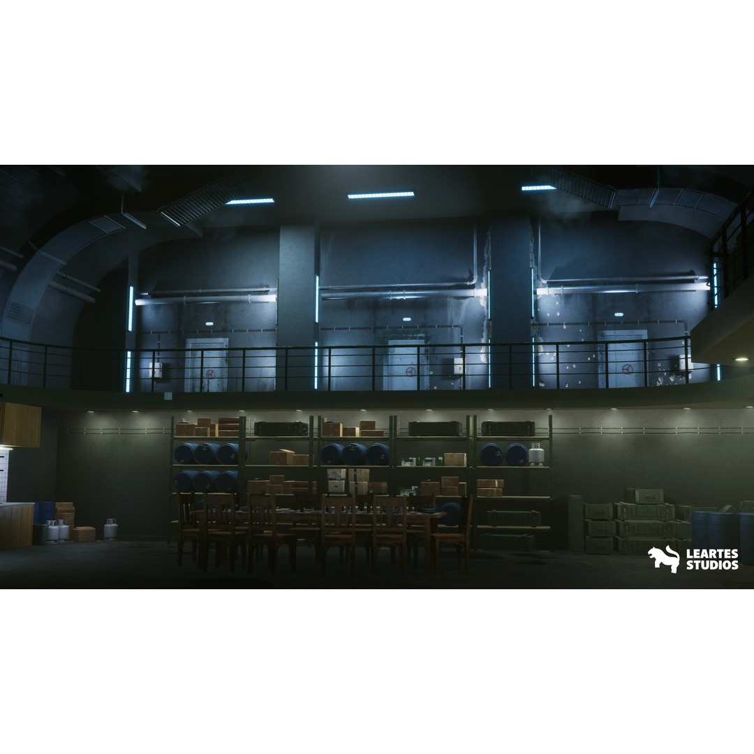 Cold War Underground Bunker 3D Model – Low Poly Game Asset, FBX, PBR - View 12