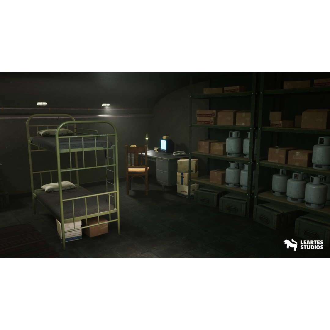 Cold War Underground Bunker 3D Model – Low Poly Game Asset, FBX, PBR - View 15