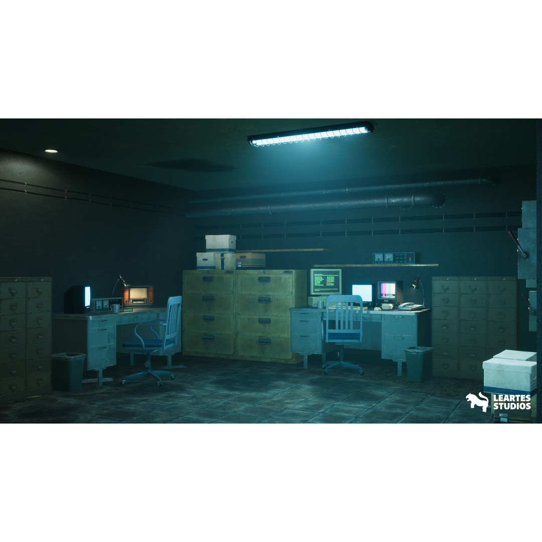 Cold War Underground Bunker 3D Model – Low Poly Game Asset, FBX, PBR - View 9