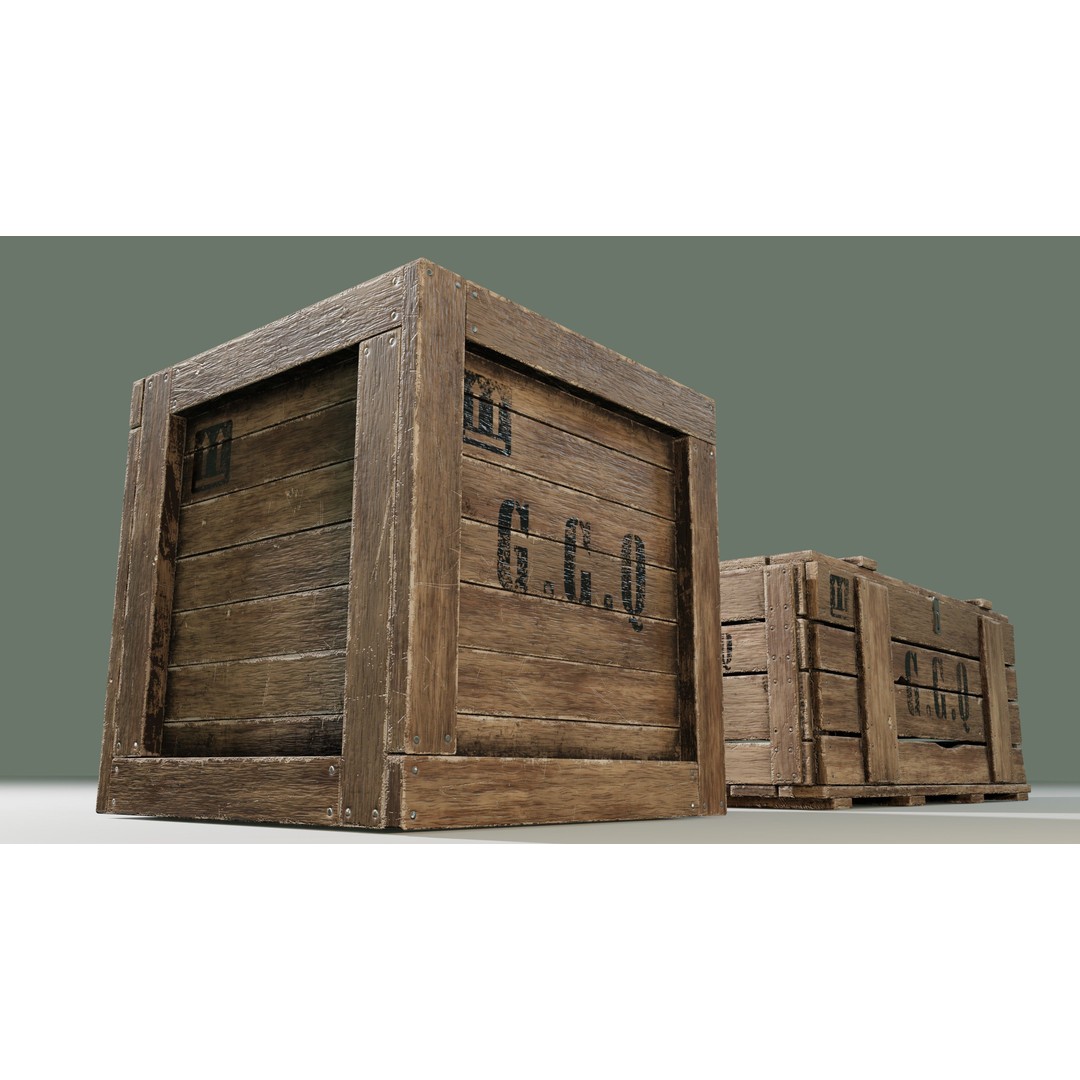 Wooden Boxes 3D Model – Low Poly PBR Asset, Blender, FBX, OBJ