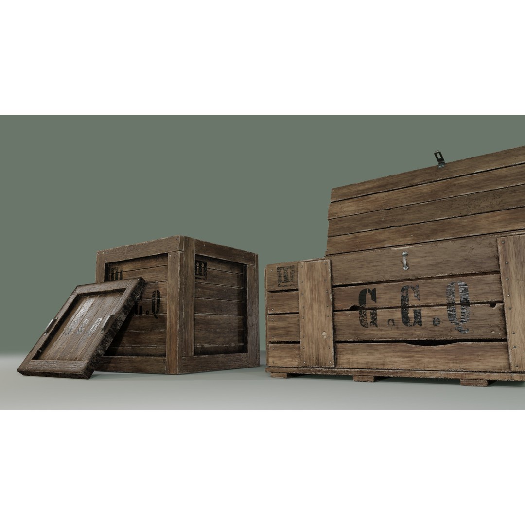 Wooden Boxes 3D Model – Low Poly PBR Asset, Blender, FBX, OBJ - View 10