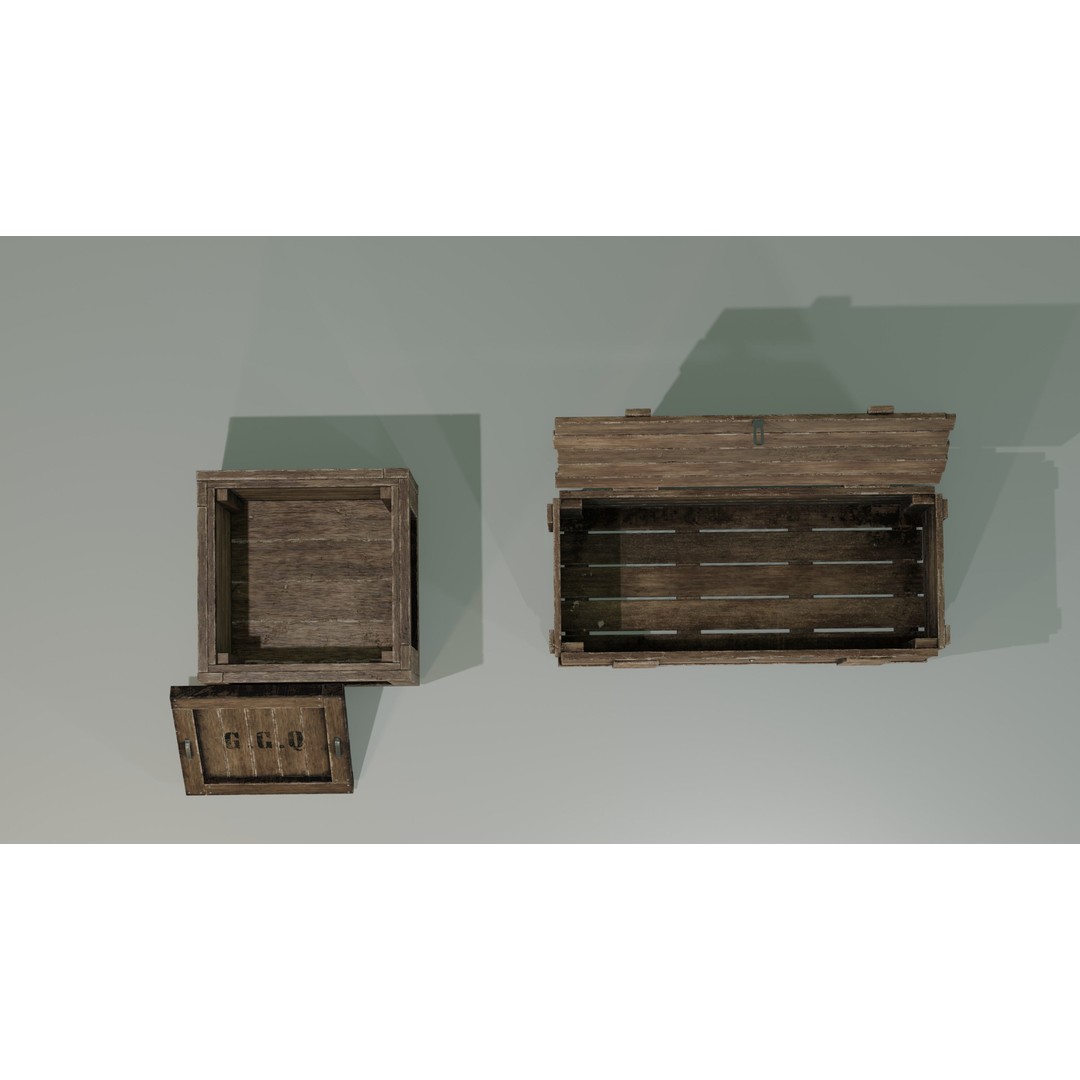 Wooden Boxes 3D Model – Low Poly PBR Asset, Blender, FBX, OBJ - View 11