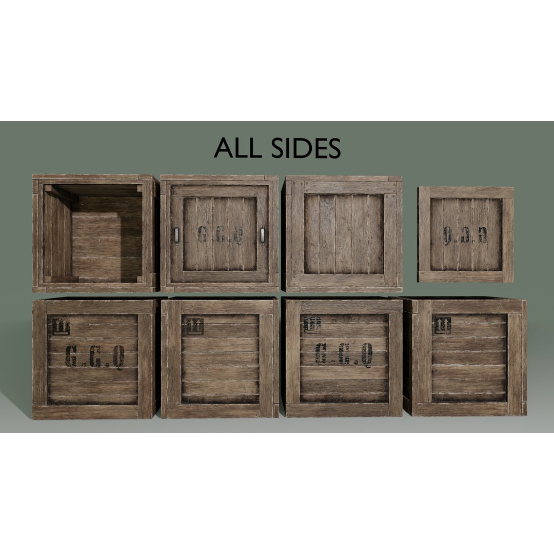 Wooden Boxes 3D Model – Low Poly PBR Asset, Blender, FBX, OBJ - View 12