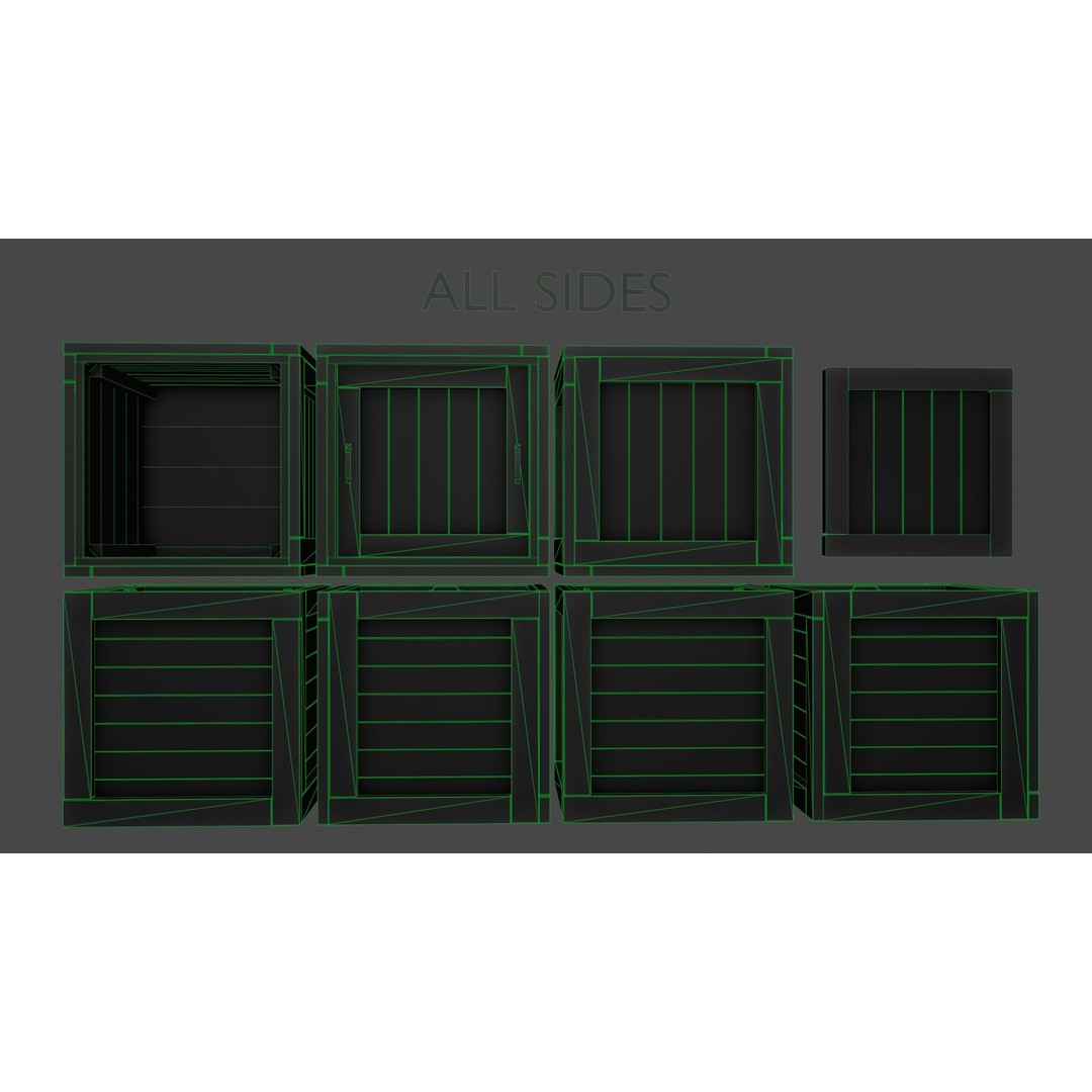 Wooden Boxes 3D Model – Low Poly PBR Asset, Blender, FBX, OBJ - View 13