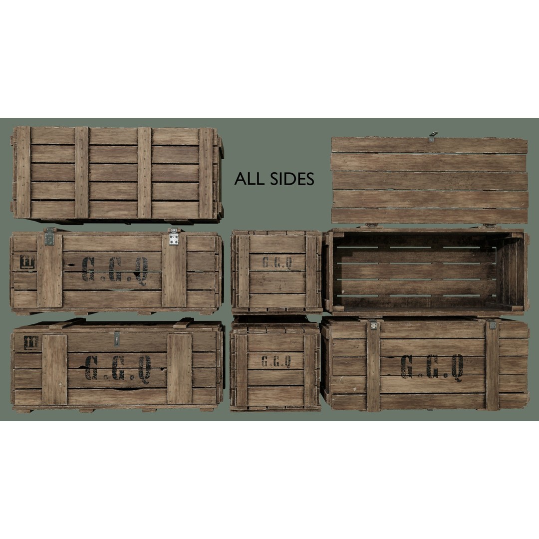 Wooden Boxes 3D Model – Low Poly PBR Asset, Blender, FBX, OBJ - View 14