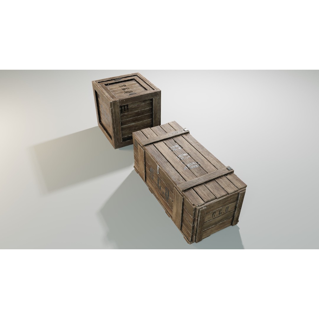Wooden Boxes 3D Model – Low Poly PBR Asset, Blender, FBX, OBJ - View 16