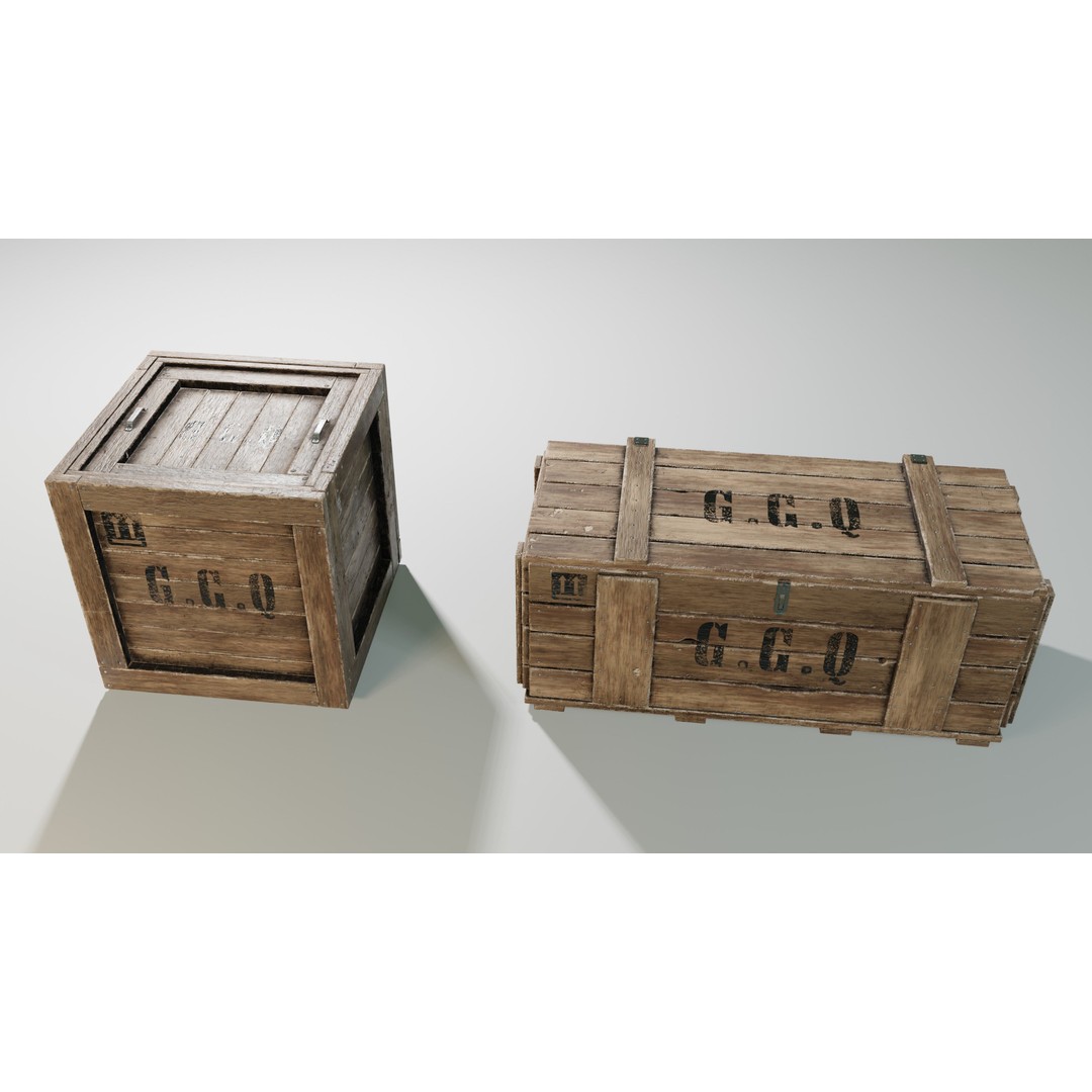 Wooden Boxes 3D Model – Low Poly PBR Asset, Blender, FBX, OBJ - View 17