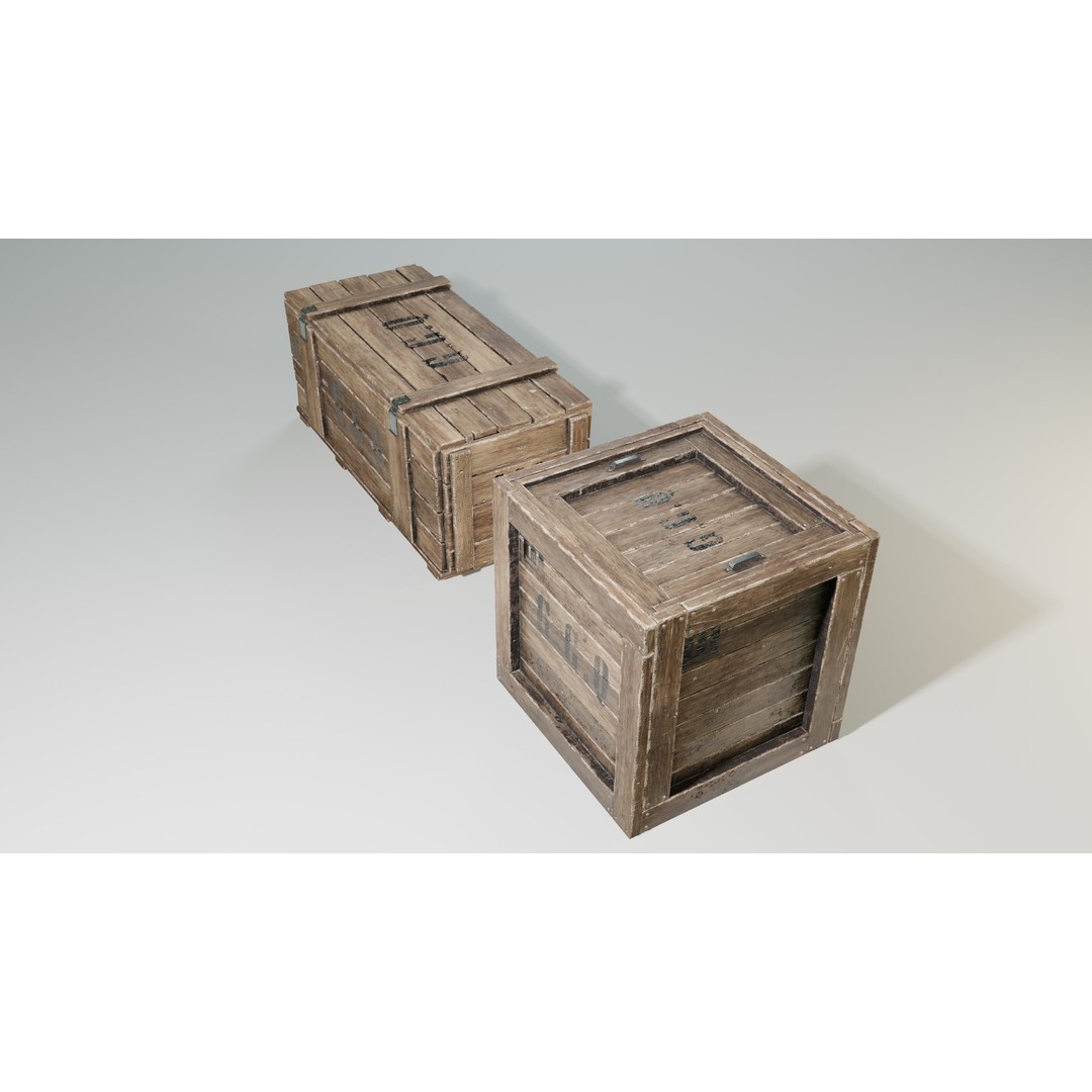 Wooden Boxes 3D Model – Low Poly PBR Asset, Blender, FBX, OBJ - View 19