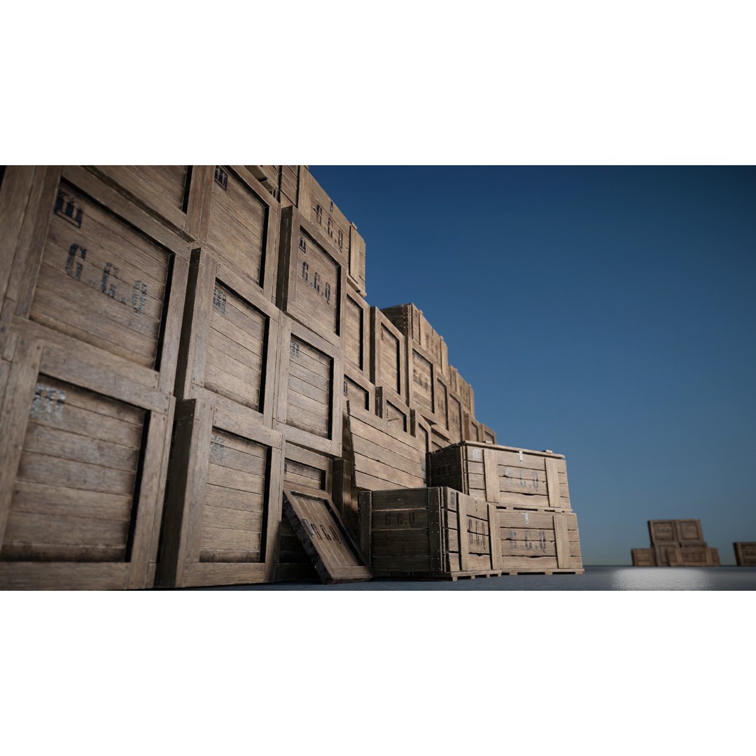 Wooden Boxes 3D Model – Low Poly PBR Asset, Blender, FBX, OBJ - View 4