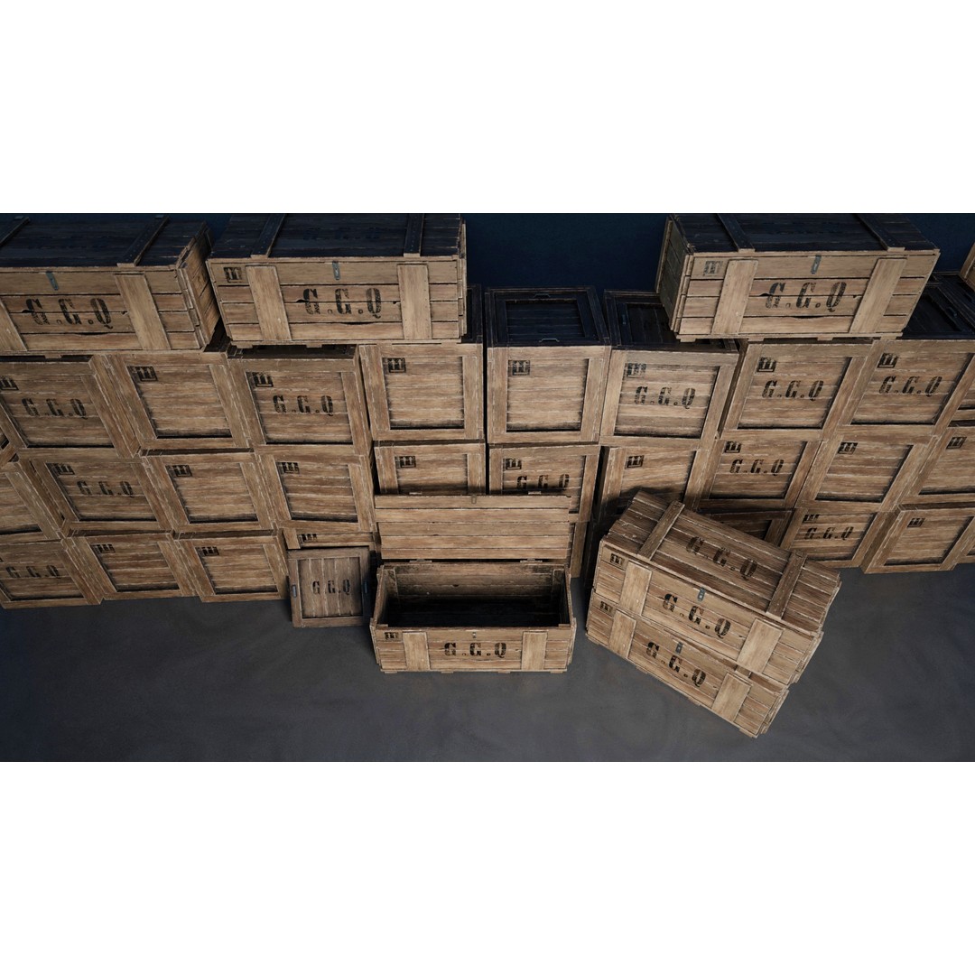 Wooden Boxes 3D Model – Low Poly PBR Asset, Blender, FBX, OBJ - View 6