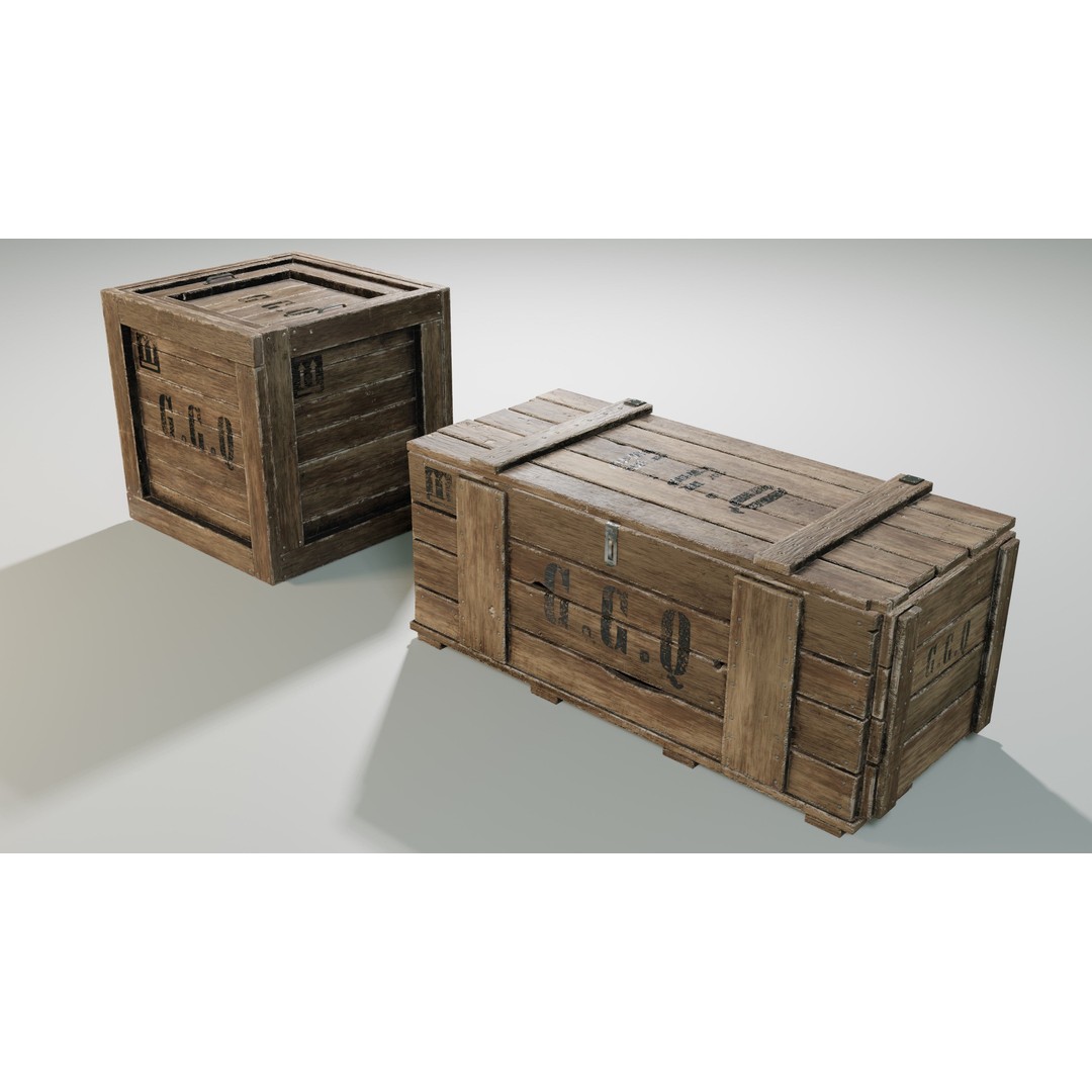 Wooden Boxes 3D Model – Low Poly PBR Asset, Blender, FBX, OBJ - View 7
