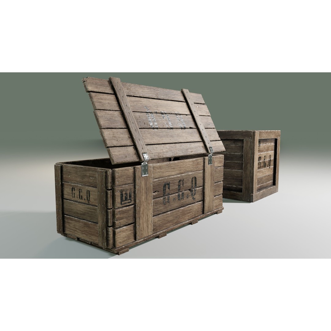Wooden Boxes 3D Model – Low Poly PBR Asset, Blender, FBX, OBJ - View 8