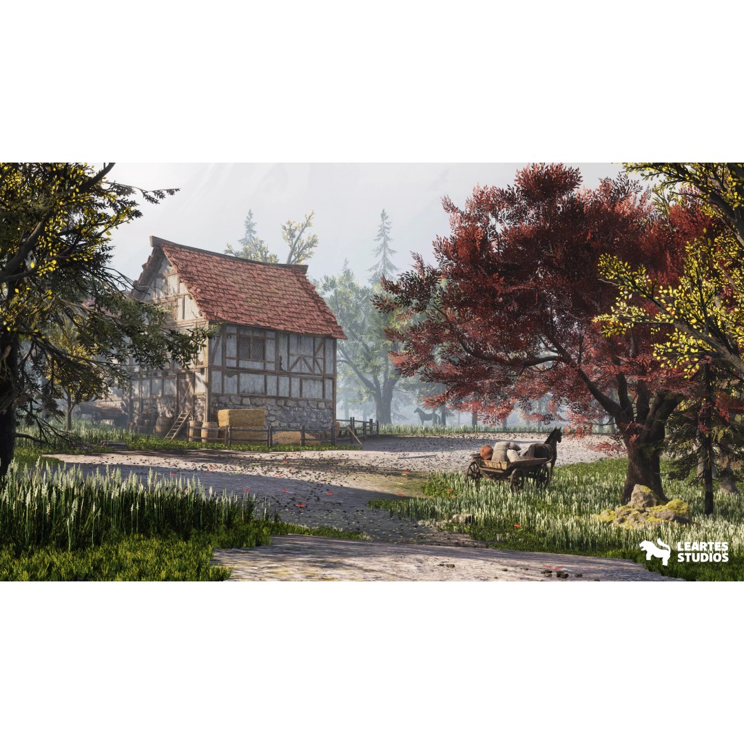 Medieval Lakeside Town 3D Model – Low Poly Game Asset, PBR, FBX - View 10