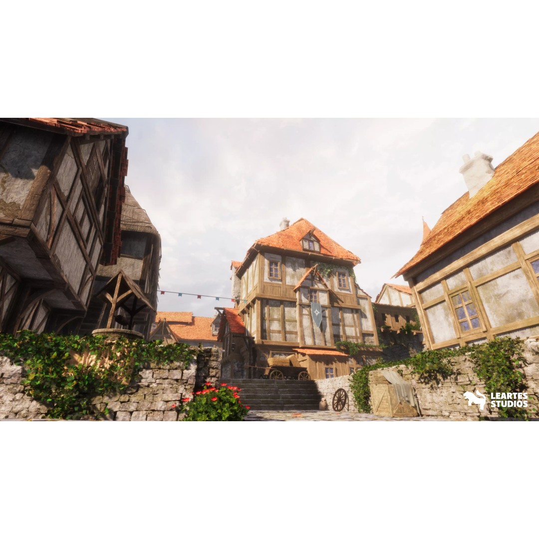 Medieval Lakeside Town 3D Model – Low Poly Game Asset, PBR, FBX - View 5