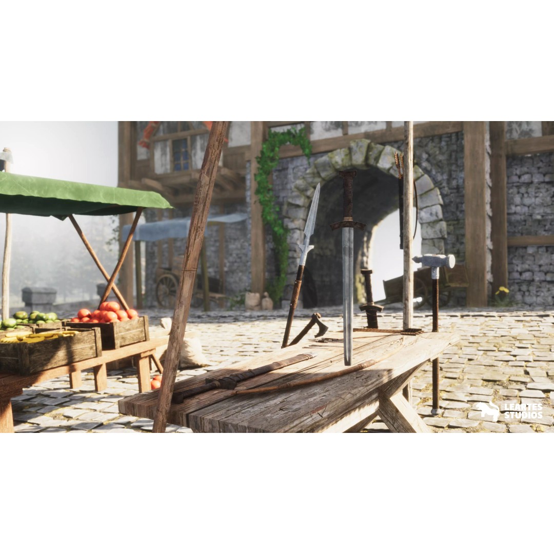 Medieval Lakeside Town 3D Model – Low Poly Game Asset, PBR, FBX - View 7