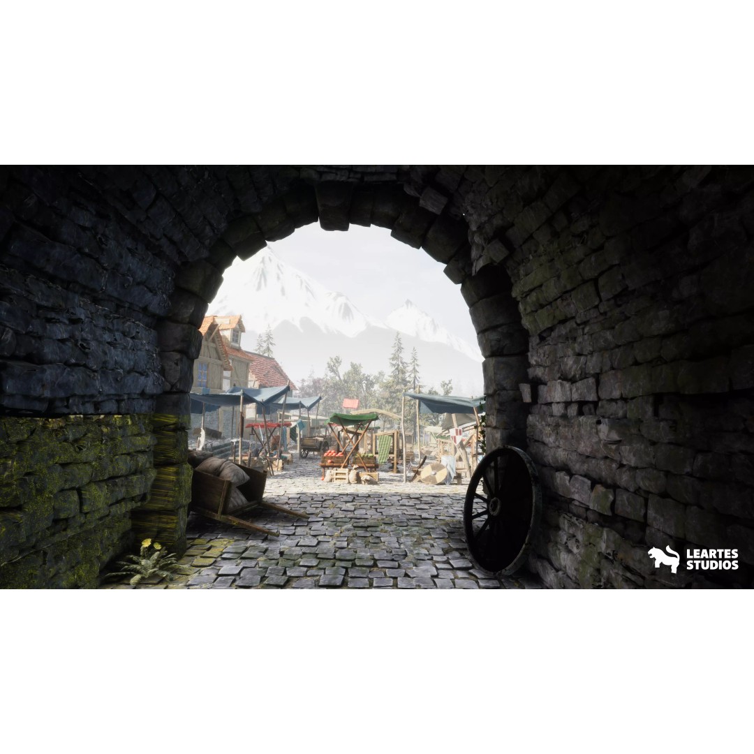 Medieval Lakeside Town 3D Model – Low Poly Game Asset, PBR, FBX - View 8
