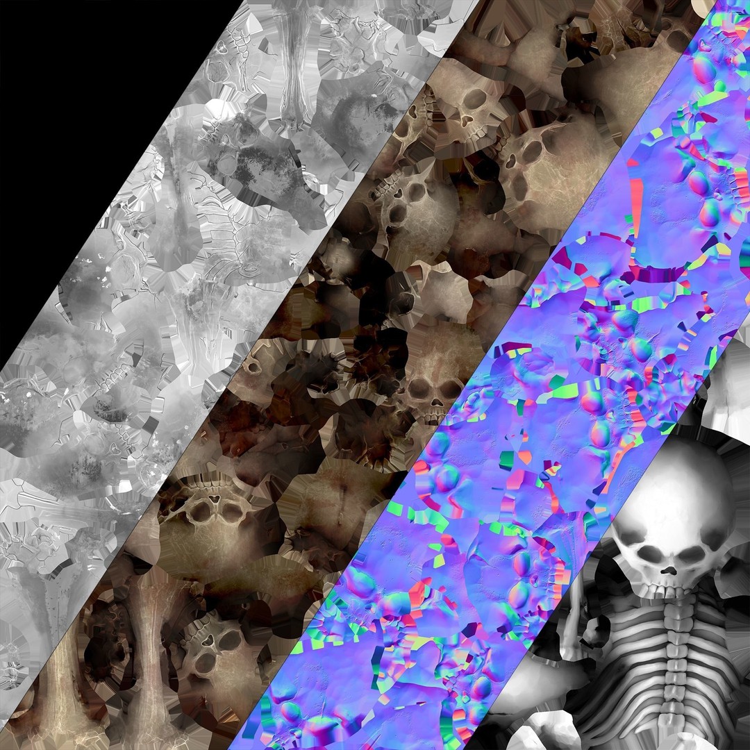 Pile of Bones and Skulls 3D Model – Low Poly Game Ready Asset, FBX