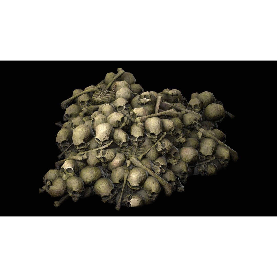 Pile of Bones and Skulls 3D Model – Low Poly Game Ready Asset, FBX - View 10