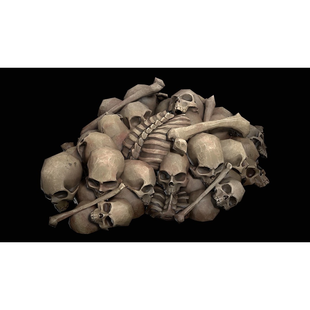 Pile of Bones and Skulls 3D Model – Low Poly Game Ready Asset, FBX - View 11
