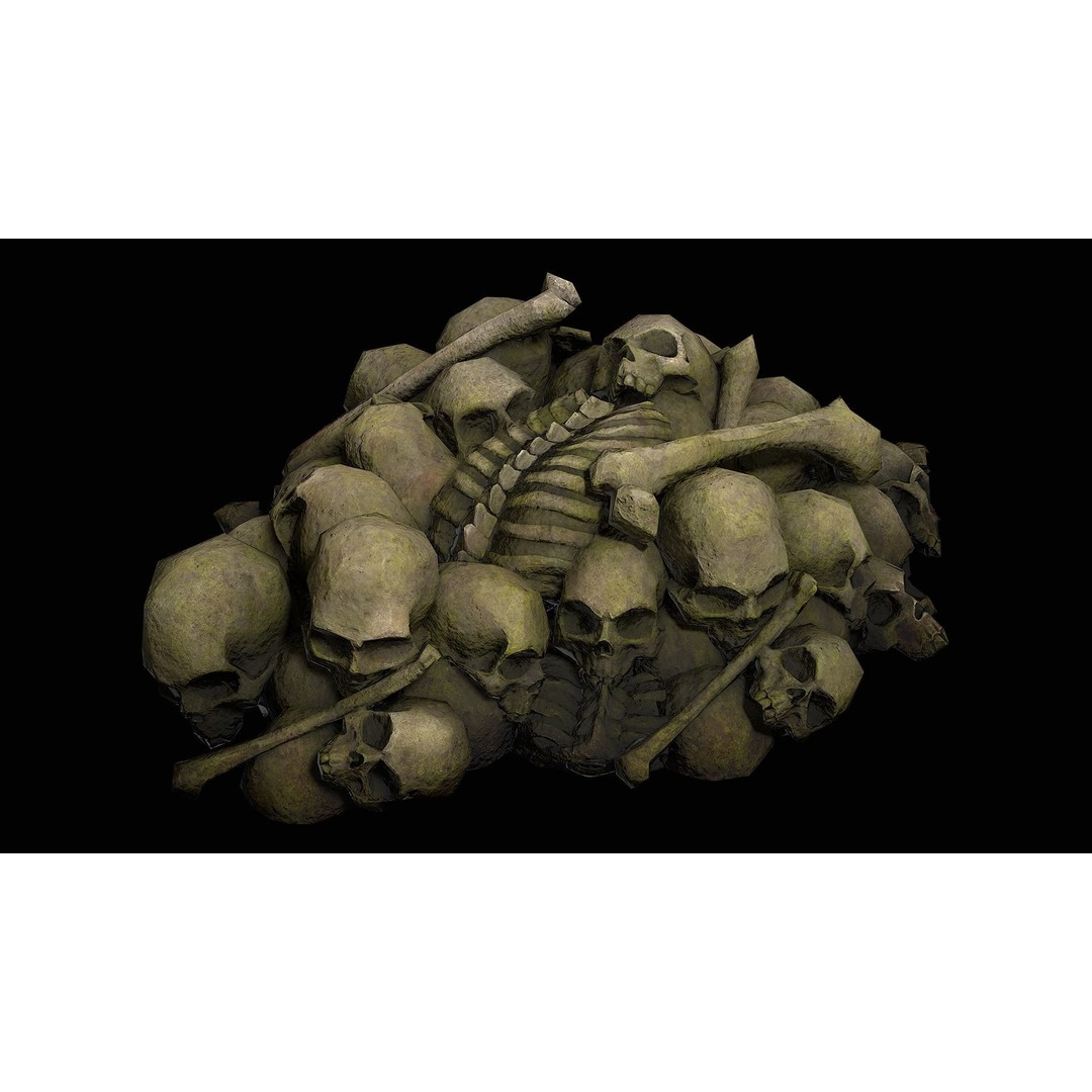 Pile of Bones and Skulls 3D Model – Low Poly Game Ready Asset, FBX - View 12