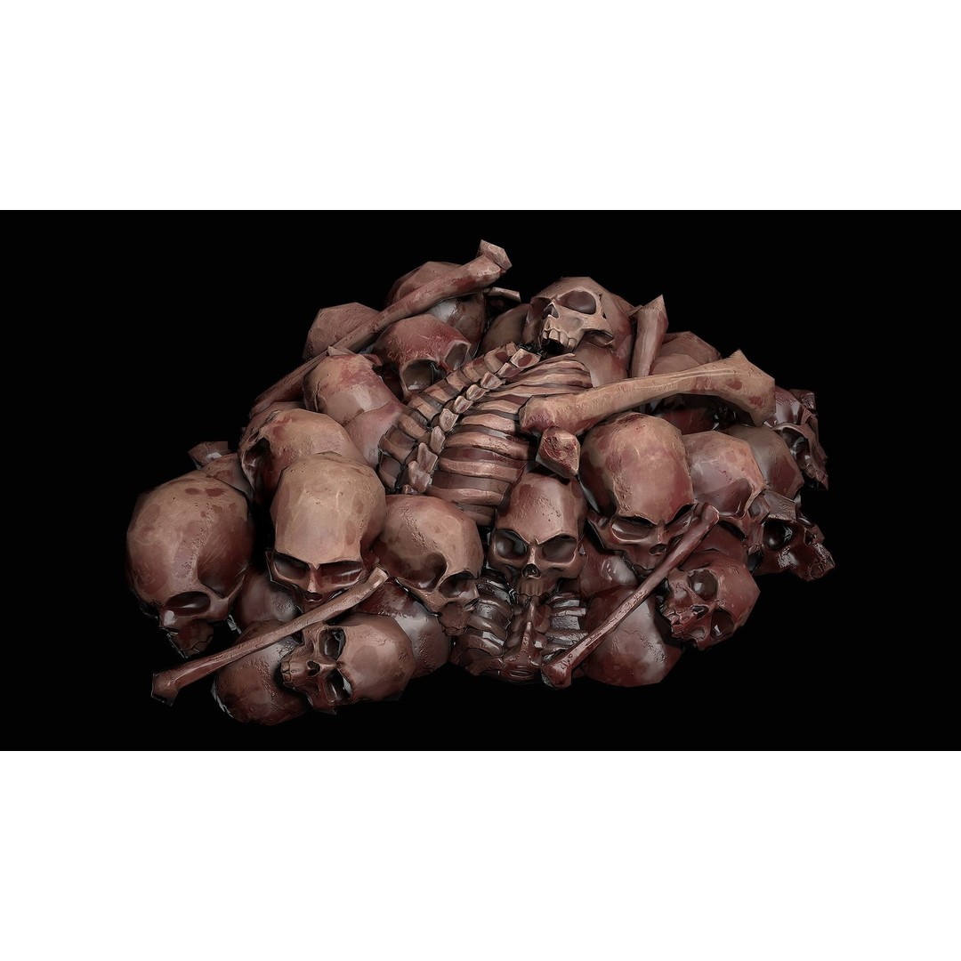 Pile of Bones and Skulls 3D Model – Low Poly Game Ready Asset, FBX - View 13