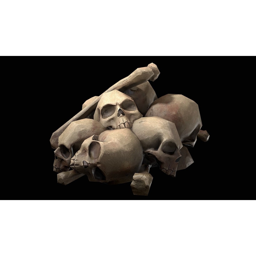 Pile of Bones and Skulls 3D Model – Low Poly Game Ready Asset, FBX - View 14