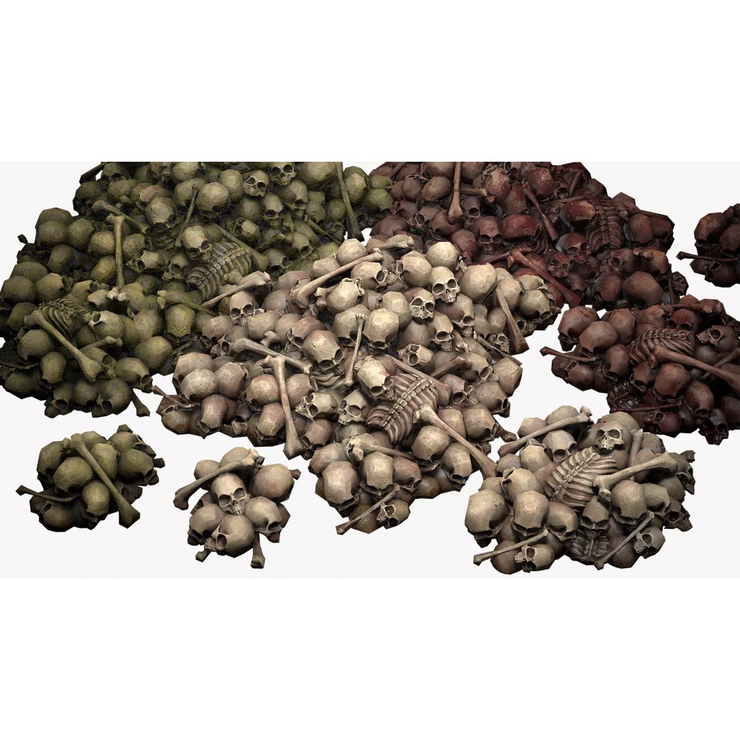 Pile of Bones and Skulls 3D Model – Low Poly Game Ready Asset, FBX - View 2