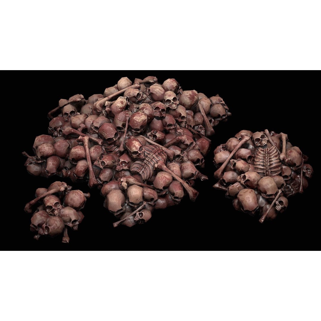 Pile of Bones and Skulls 3D Model – Low Poly Game Ready Asset, FBX - View 6