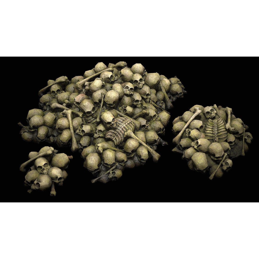Pile of Bones and Skulls 3D Model – Low Poly Game Ready Asset, FBX - View 7
