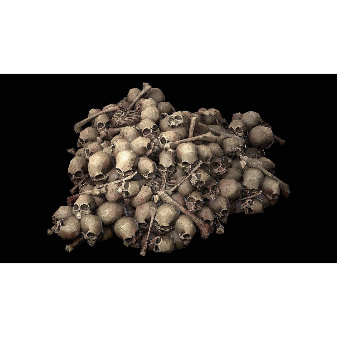 Pile of Bones and Skulls 3D Model – Low Poly Game Ready Asset, FBX - View 8