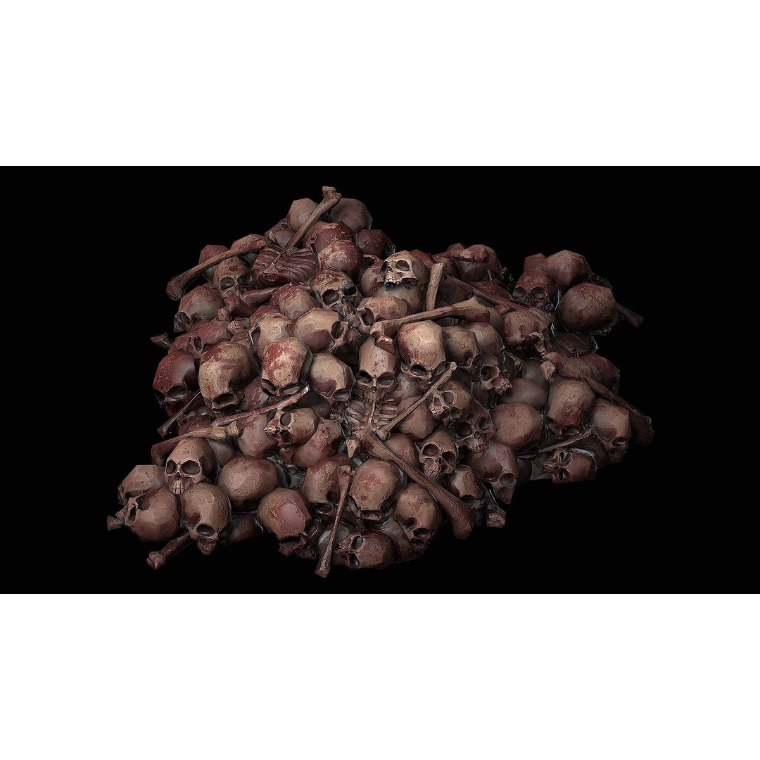 Pile of Bones and Skulls 3D Model – Low Poly Game Ready Asset, FBX - View 9