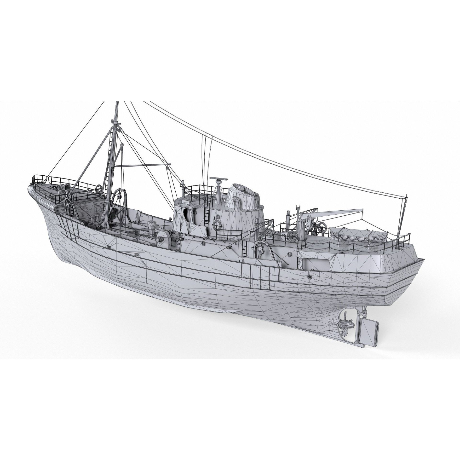 North Sea Diesel Trawler - Low-Poly Game-Ready 3D Model