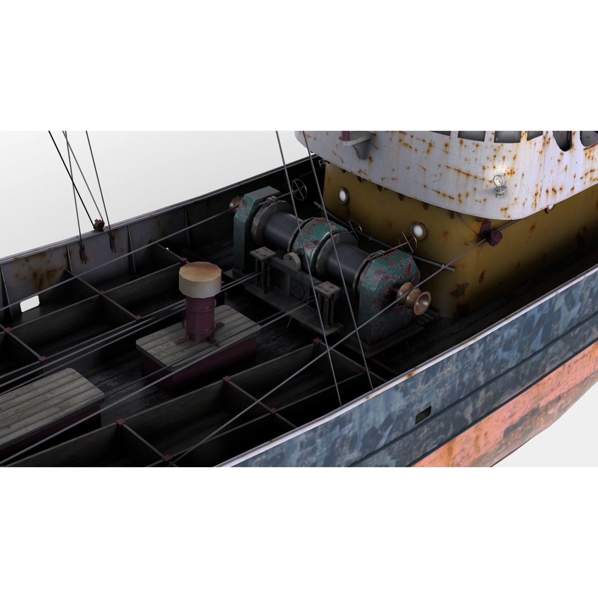 North Sea Diesel Trawler - Low-Poly Game-Ready 3D Model - View 10
