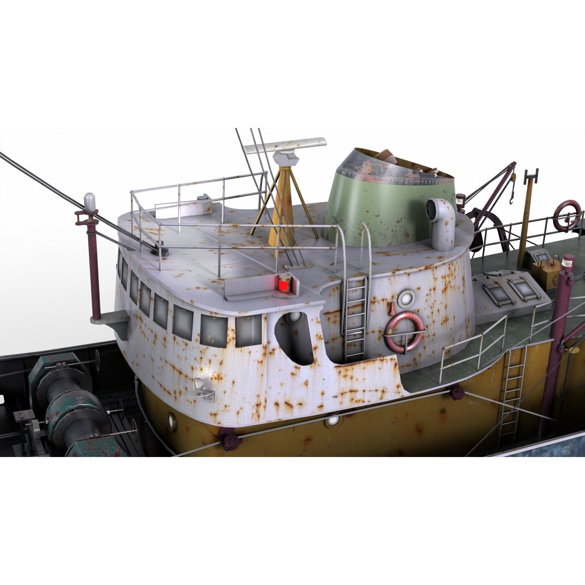 North Sea Diesel Trawler - Low-Poly Game-Ready 3D Model - View 11