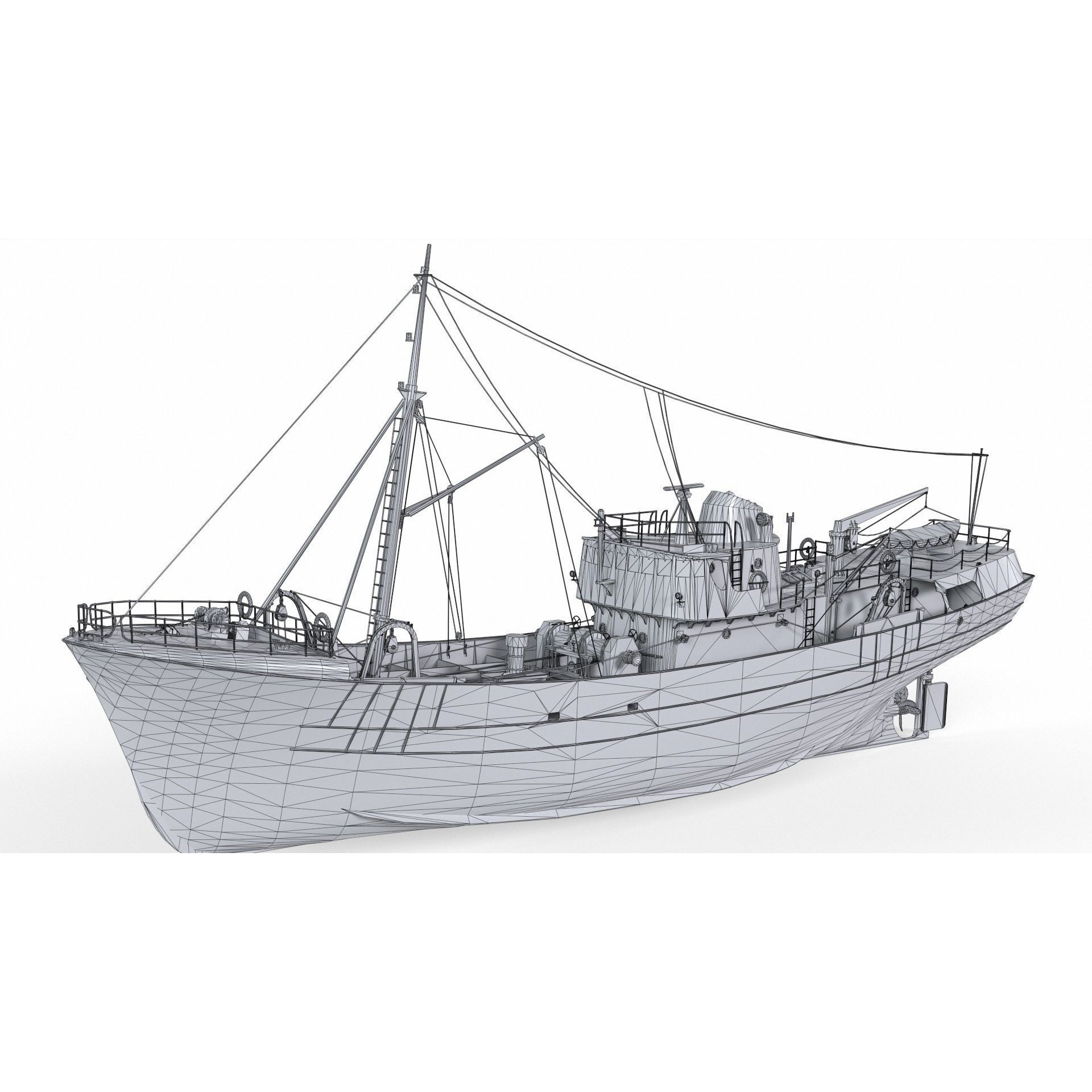 North Sea Diesel Trawler - Low-Poly Game-Ready 3D Model - View 16