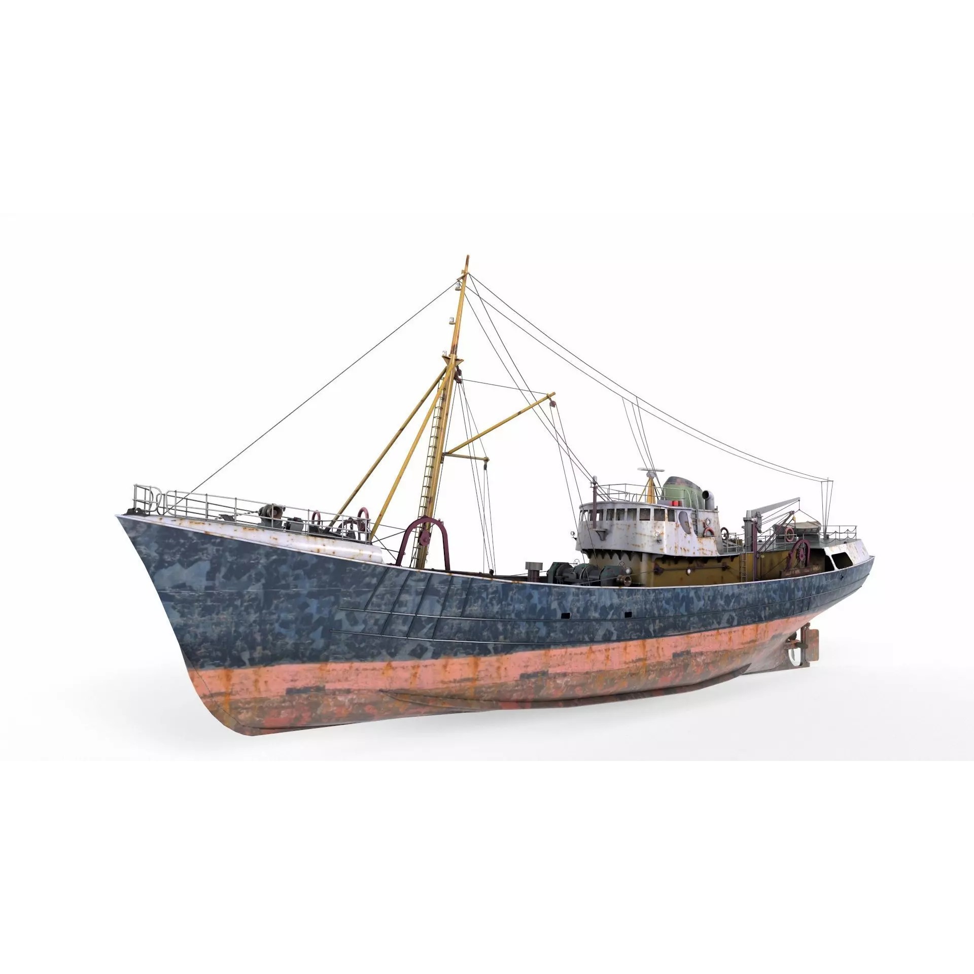 North Sea Diesel Trawler - Low-Poly Game-Ready 3D Model - View 2