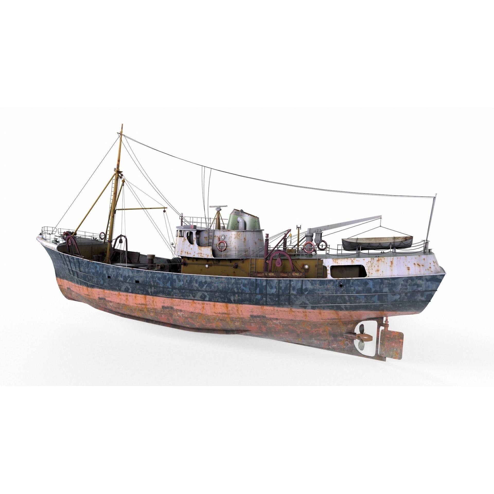 North Sea Diesel Trawler - Low-Poly Game-Ready 3D Model - View 4