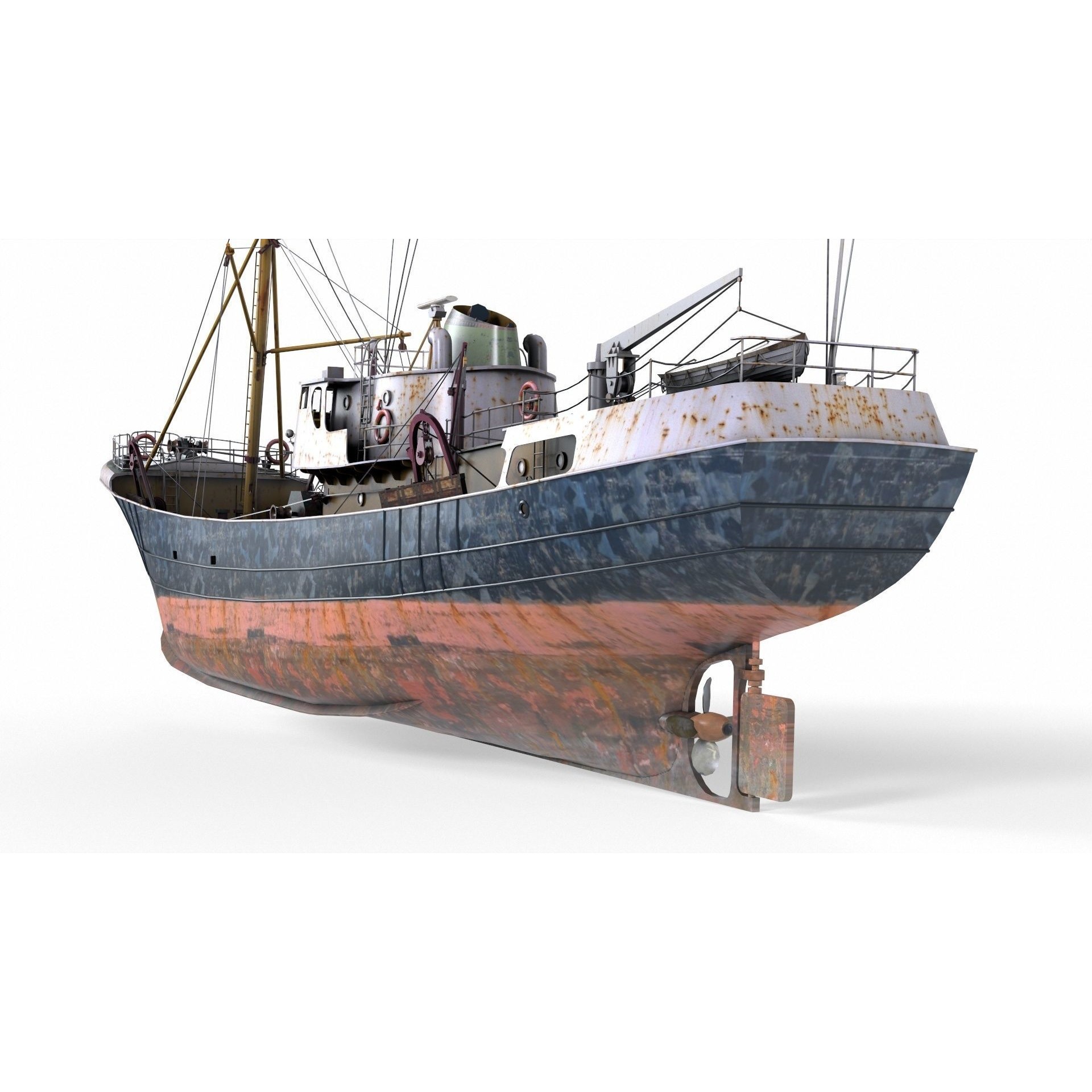 North Sea Diesel Trawler - Low-Poly Game-Ready 3D Model - View 5