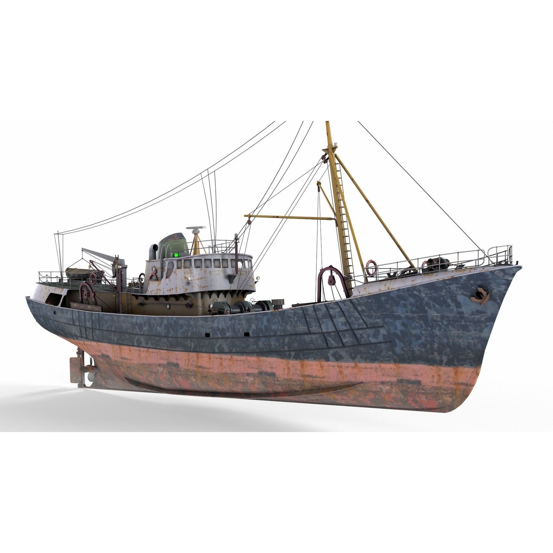 North Sea Diesel Trawler - Low-Poly Game-Ready 3D Model - View 6