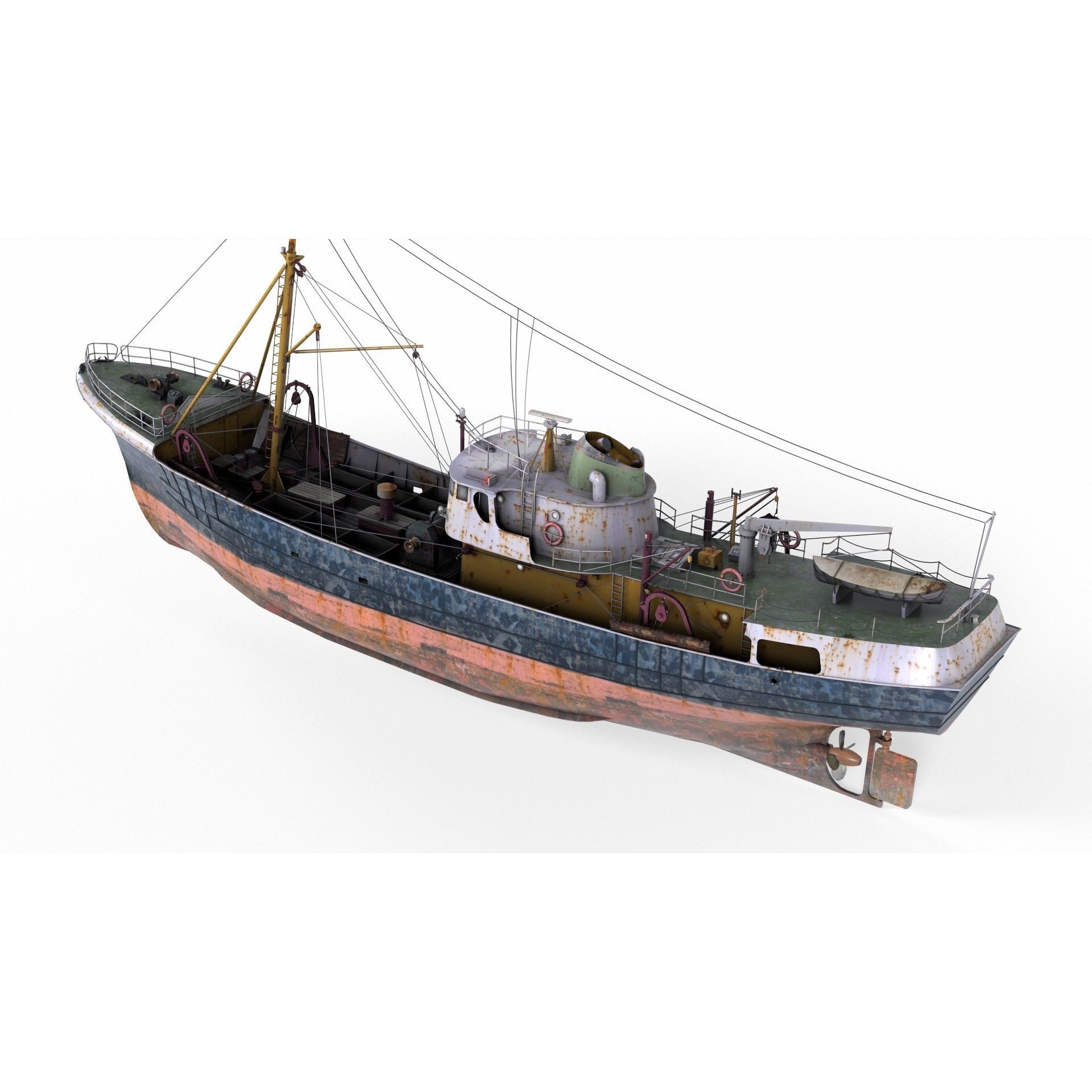 North Sea Diesel Trawler - Low-Poly Game-Ready 3D Model - View 7