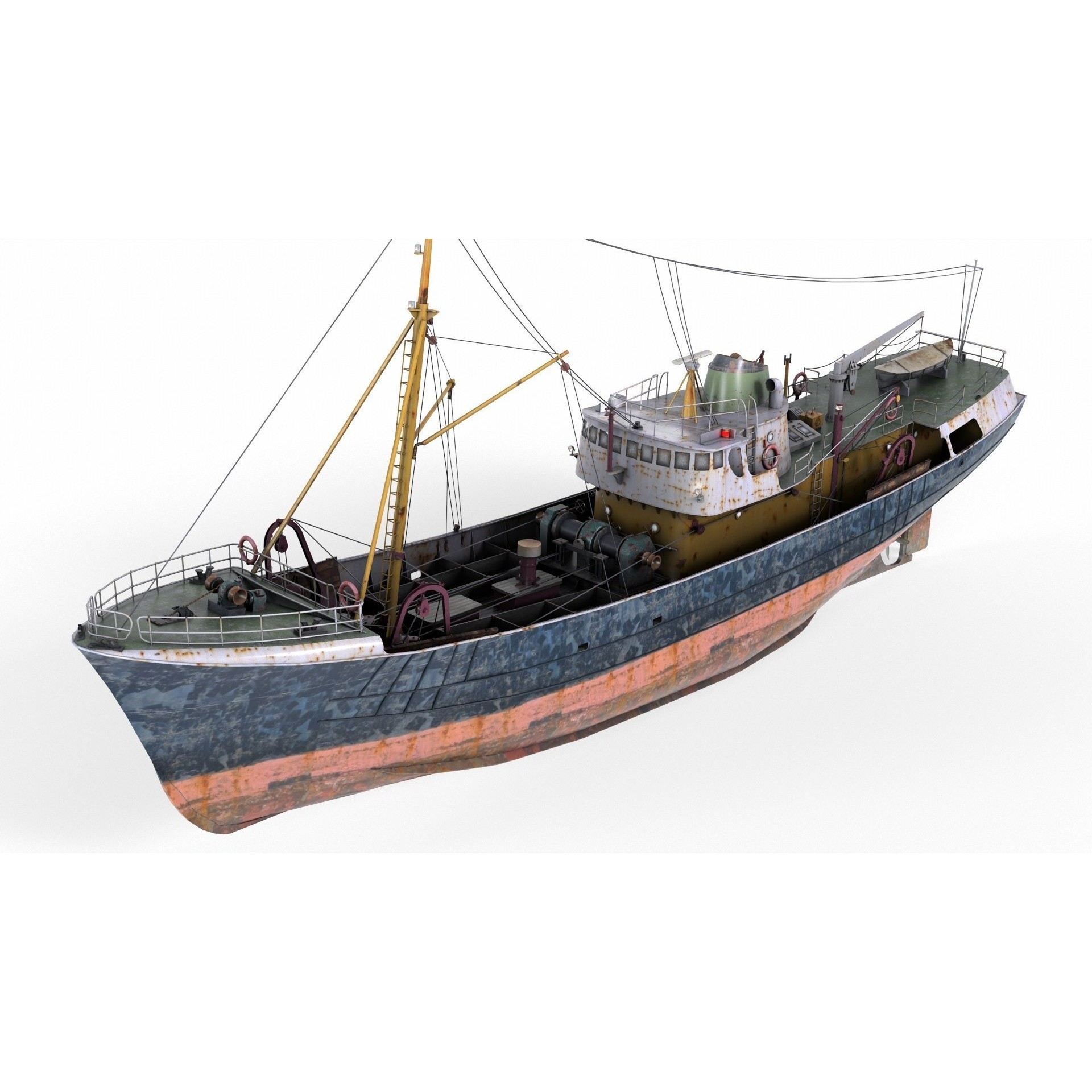 North Sea Diesel Trawler - Low-Poly Game-Ready 3D Model - View 8