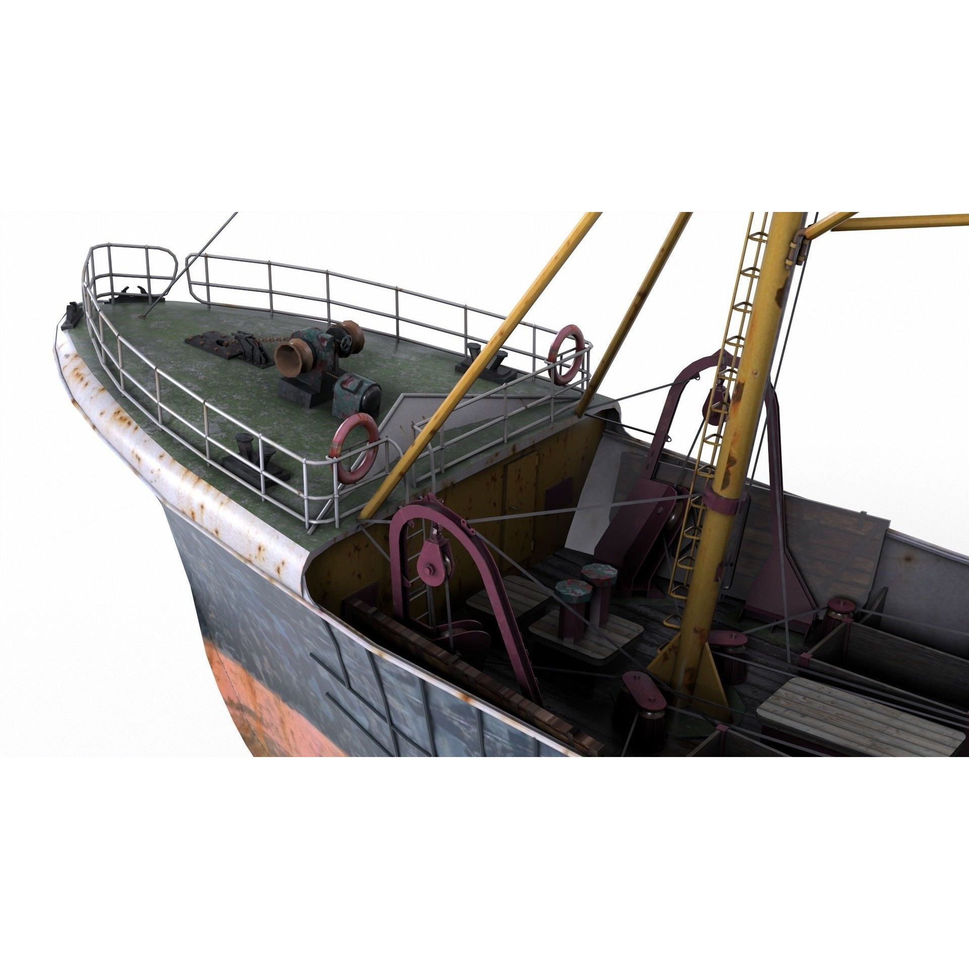 North Sea Diesel Trawler - Low-Poly Game-Ready 3D Model - View 9